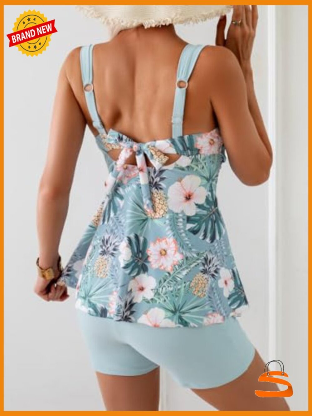 Tankini Swimsuits Tummy Control Two Piece Modest Bathing Suit with Boyshorts - Picture 3 of 6